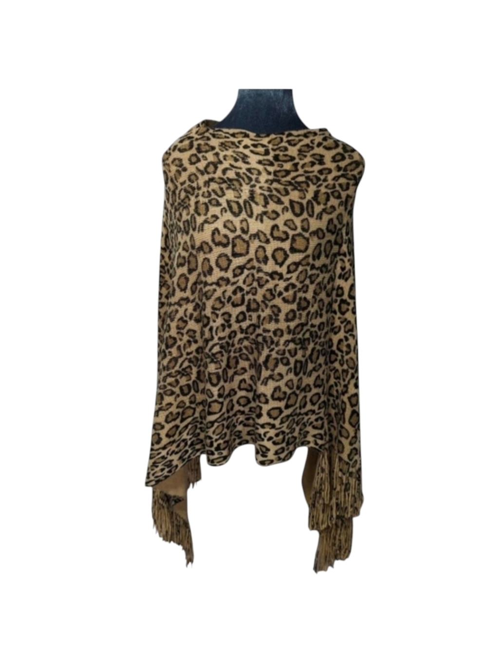 Juicy Couture Leopard Print Poncho with Fringe